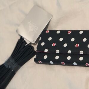 Disney Minnie Mouse Black and White Polka Dot Bow Crossbody Clutch Wallet Purse